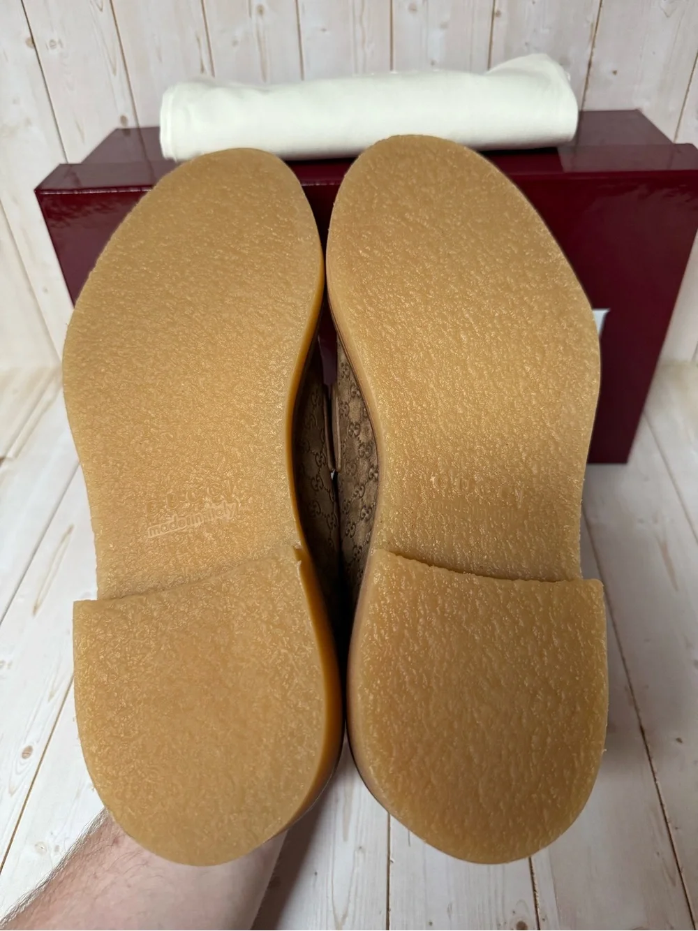 Gucci Luxury Suede Microguccissima Loafers Nocciola Brown Sz 8.5G / 9US